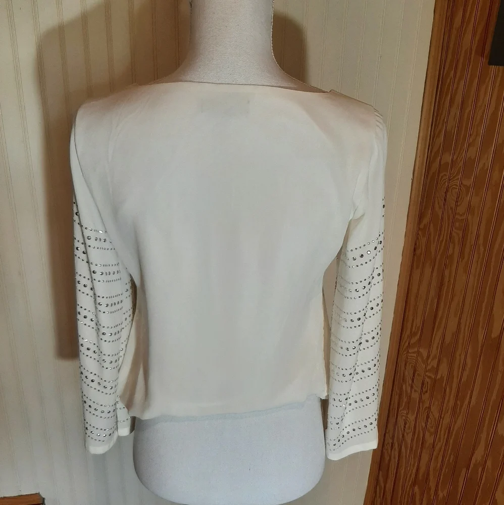 Alfani Long Sleeve Stunning Studded Blouse With Ballon Elastic Waist - Picture 5 of 7